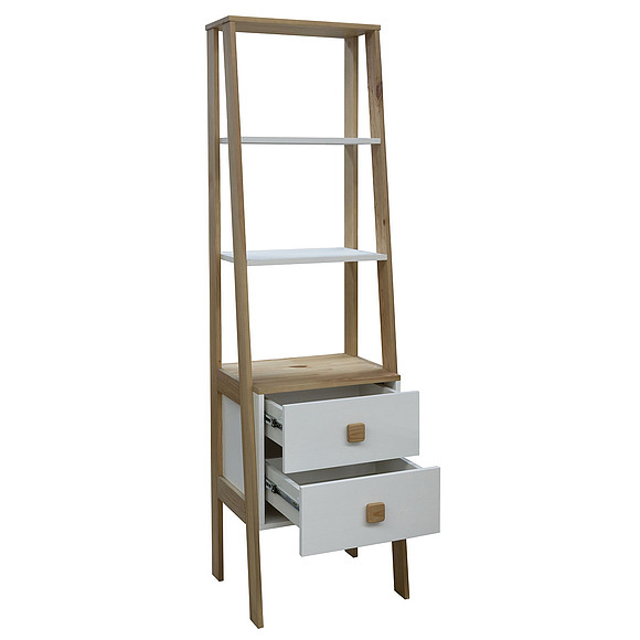 Стеллаж «Этна» БМ2.784.1.03, Материал: массив сосны, Цвет: белый воск + темпо