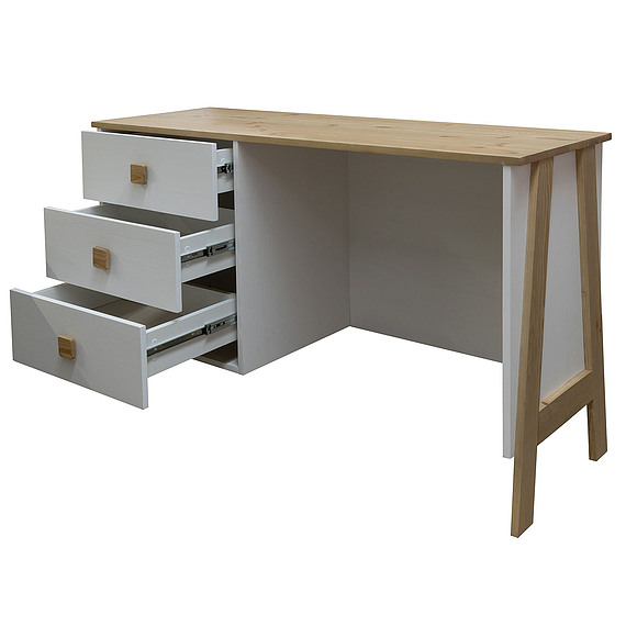 Стол письменный «Этна» БМ2.784.1.02, Материал: массив сосны, Цвет: белый воск + темпо