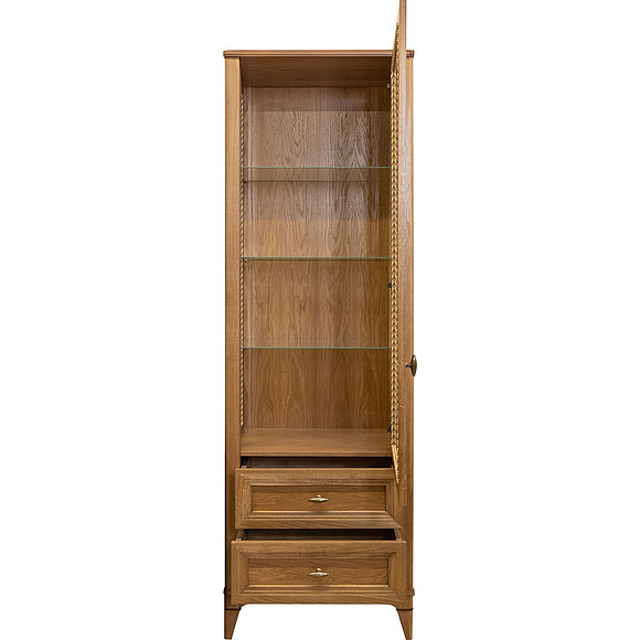 Шкаф-витрина «Калипсо» БМ2.785.0.01, Материал: массив дуба, Цвет: Табак