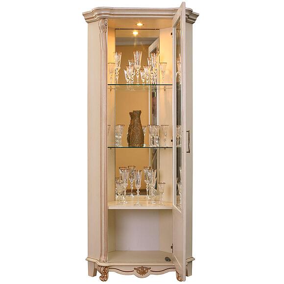 Шкаф с витриной «Алези» П1.350.0.13 (П350.13), Материал: массив дуба, Цвет: Слоновая кость с золочением (alezi10_P350-13_right.jpg) Шкаф с витриной «Алези» П1.350.0.13 (П350.13), Материал: массив дуба, Цвет: Слоновая кость с золочением