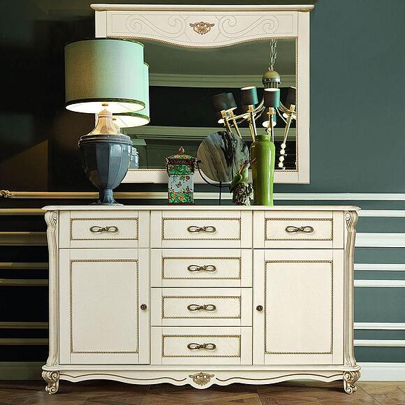 Зеркало настенное «Алези» П1.350.0.14 (П350.14), Цвет: Слоновая кость с золочением