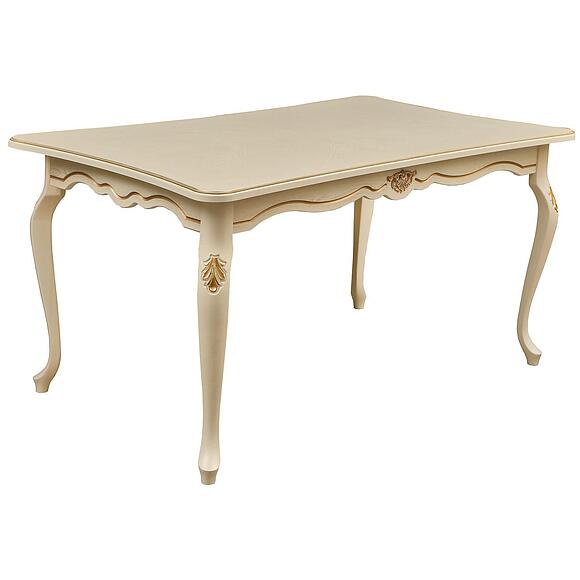 Стол обеденный «Алези» П1.350.4.05 (П353.05), Материал: массив дуба, Цвет: Слоновая кость с золочением