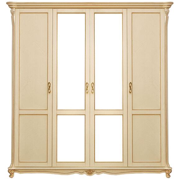 Шкаф для одежды 4д «Алези» П1.350.1.14 (П349.02), Материал: массив дуба, Цвет: Слоновая кость с золочением (shkaf_4-dvern_alezi_p349_02_slon_kost_2.jpg) Шкаф для одежды 4д «Алези» П1.350.1.14 (П349.02), Материал: массив дуба, Цвет: Слоновая кость с золочением