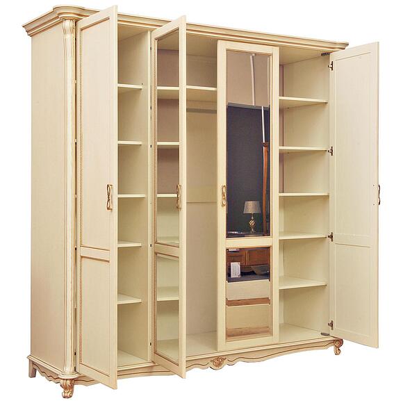 Шкаф для одежды 4д «Алези» П1.350.1.14 (П349.02), Материал: массив дуба, Цвет: Слоновая кость с золочением (shkaf_4-dvern_alezi_p349_02_slon_kost_3.jpg) Шкаф для одежды 4д «Алези» П1.350.1.14 (П349.02), Материал: массив дуба, Цвет: Слоновая кость с золочением