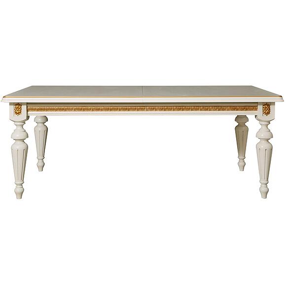 Стол «Милана 1РД» П4.265.0.23(390.01), Материал: МДФ+шпон, Цвет: Слоновая кость с золочением