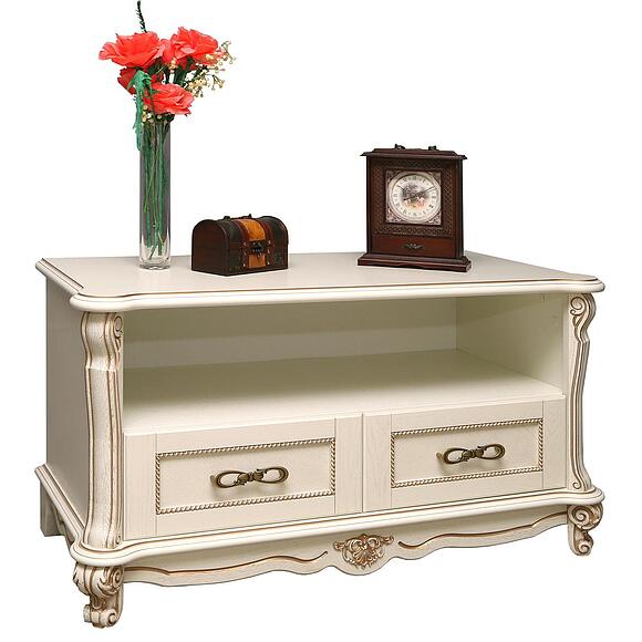 Тумба «Алези» П1.350.0.17 (П350.17), Материал: массив дуба, Цвет: Слоновая кость с золочением (tumba_alezi_tv3_p350_17_slon_kost_2.jpg) Тумба «Алези» П1.350.0.17 (П350.17), Материал: массив дуба, Цвет: Слоновая кость с золочением