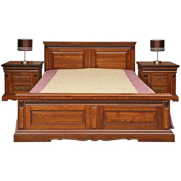 Кровать двойная «Милана» высокое изножье, Материал: массив дуба, Цвет: Черешня, Механизм трансформации: без механизма, Спальное место: 2000x1600 мм, Размер: 2197х1772х1035