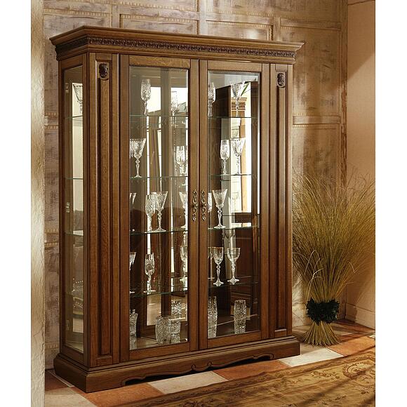 Шкаф с витриной «Милана 5» П4.265.0.05(265.05), Материал: массив дуба, Цвет: Черешня