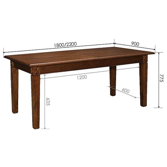 Стол «Верди» П4.487.4.12 (П106.04), Материал: массив дуба, Цвет: Дуб рустикаль с патинированием