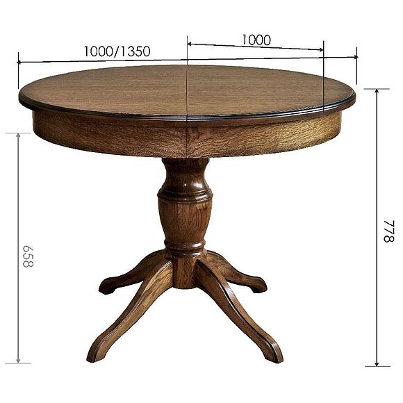 Стол «Верди» П4.487.4.03 (317.01), Материал: массив дуба, Цвет: Дуб рустикаль с патинированием