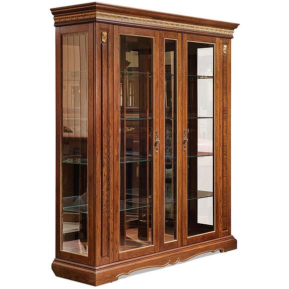 Шкаф с витриной «Милана 11» П4.265.0.11(265.11), Материал: массив дуба, Цвет: Черешня с золочением