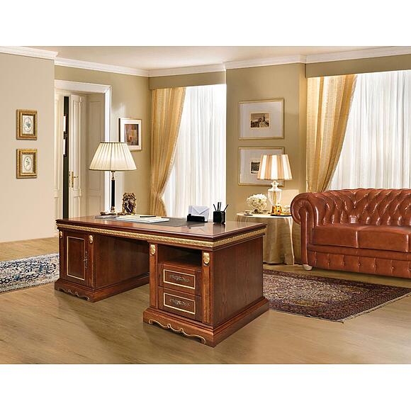 Стол «Милана 1П» П4.265.2.01(396.01), Материал: массив дуба, Цвет: Черешня с золочением