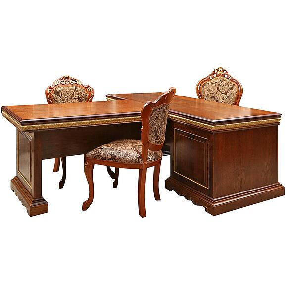 Стол «Милана 2П» П4.265.2.02(396.02), Материал: массив дуба, Цвет: Черешня с золочением