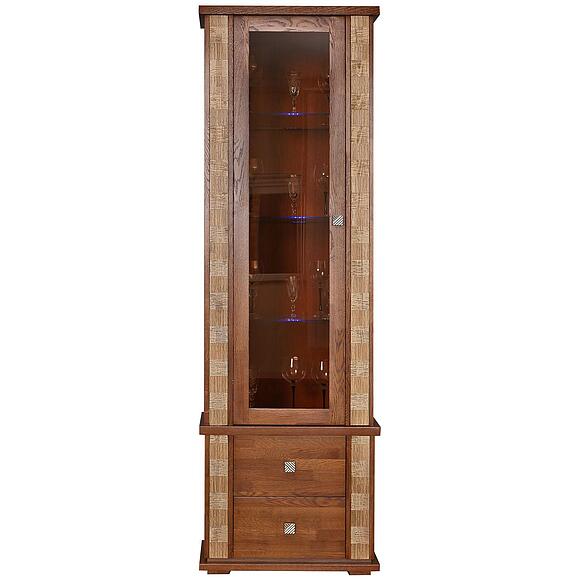 Шкаф с витриной «Тунис» П6.343.0.19-01 (П343.19Ш), Материал: массив дуба, Цвет: Медовый с золочением (shkaf_s_vitrinoi_tunis_p343_19sh_dub_rustikal_zoloto_2.jpg) Шкаф с витриной «Тунис» П6.343.0.19-01 (П343.19Ш), Материал: массив дуба, Цвет: Медовый с золочением