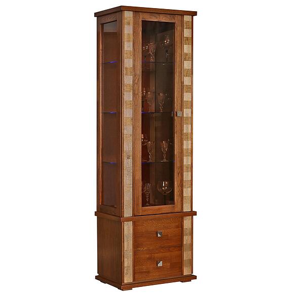 Шкаф с витриной «Тунис» П6.343.0.19-01 (П343.19Ш), Материал: массив дуба, Цвет: Медовый с золочением (shkaf_s_vitrinoi_tunis_p343_19sh_dub_rustikal_zoloto_3.jpg) Шкаф с витриной «Тунис» П6.343.0.19-01 (П343.19Ш), Материал: массив дуба, Цвет: Медовый с золочением