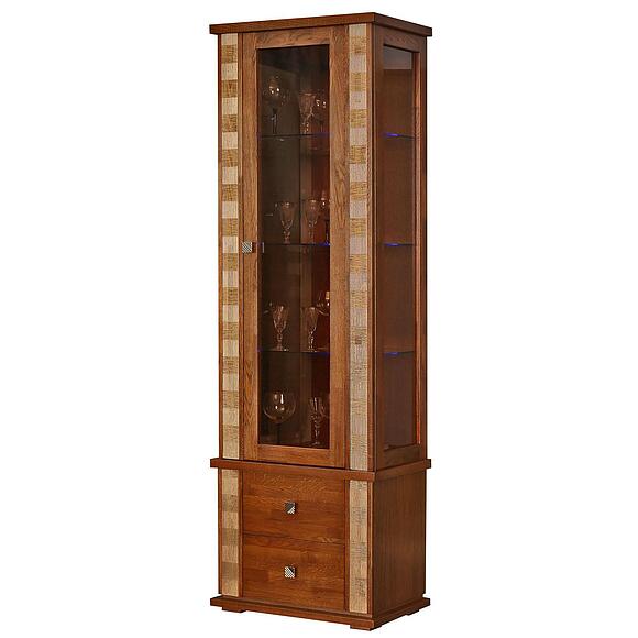 Шкаф с витриной «Тунис» П6.343.0.19 (П343.19-1Ш), Материал: массив дуба, Цвет: Медовый с золочением (shkaf_s_vitrinoi_tunis_p343_19-1sh_dub_rustikal_zoloto_3.jpg) Шкаф с витриной «Тунис» П6.343.0.19 (П343.19-1Ш), Материал: массив дуба, Цвет: Медовый с золочением