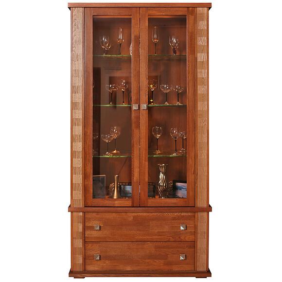 Шкаф с витриной «Тунис» П6.343.0.20 (П343.20Ш), Материал: массив дуба, Цвет: Медовый с золочением (Medovyj_s_zolocheniem_Shkaf_s_vitrinoj_Tunis_P343-20SH_.jpg) Шкаф с витриной «Тунис» П6.343.0.20 (П343.20Ш), Материал: массив дуба, Цвет: Медовый с золочением