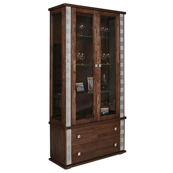 Шкаф с витриной «Тунис» П6.343.0.20 (П343.20Ш), Материал: массив дуба, Цвет: Венге с серебром (Venge_s_serebrom_Shkaf_s_vitrinoj_Tunis_P343-20SH.jpg) Шкаф с витриной «Тунис» П6.343.0.20 (П343.20Ш), Материал: массив дуба, Цвет: Венге с серебром