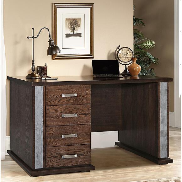 Стол письменный «Тунис» П6.343.2.25-01 (П343.25Ш), Материал: ДСП+шпон, Цвет: Венге с серебром (Tunis_P343-25-1sh_Venge-s-serebrom.jpg) Стол письменный «Тунис» П6.343.2.25-01 (П343.25Ш), Материал: ДСП+шпон, Цвет: Венге с серебром