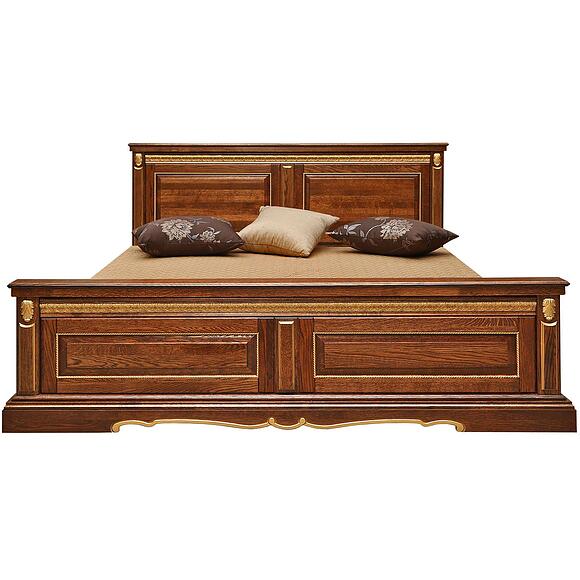 Кровать двойная «Милана» высокое изножье, Материал: массив дуба, Цвет: Черешня с золочением, Механизм трансформации: без механизма, Спальное место: 2000x1600 мм, Размер: 2197х1772х1035