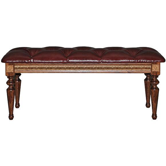 Банкетка «Милана 25» П4.265.1.25(294.25), Материал: натуральная кожа, Цвет: Черешня с золочением (banketka_milana_25_p294_25_chereshnya_zoloto_2.jpg) Банкетка «Милана 25» П4.265.1.25(294.25), Материал: натуральная кожа, Цвет: Черешня с золочением