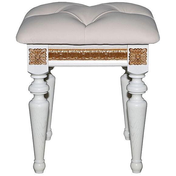 Банкетка «Милана 26» П4.265.1.26(294.26), Материал: натуральная кожа, Цвет: Слоновая кость с золочением