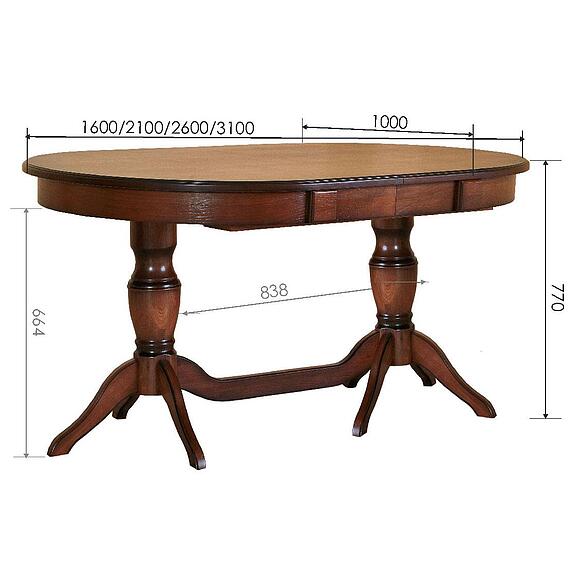 Стол обеденный «Верди» П4.487.4.15 (П106.15), Материал: массив дуба, Цвет: Дуб рустикаль с патинированием