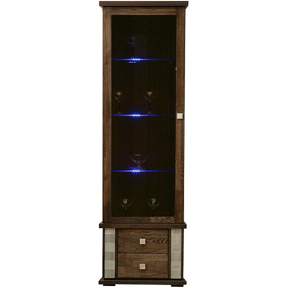 Шкаф с витриной «Тунис» П6.343.0.21-01 (П343.21Ш), Материал: ДСП+шпон, Цвет: Венге с серебром