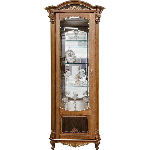 Шкаф-витрина «Альба» П4.485.0.08-01 (П485.08-01), Материал: массив дуба, Цвет: Палисандр с золочением