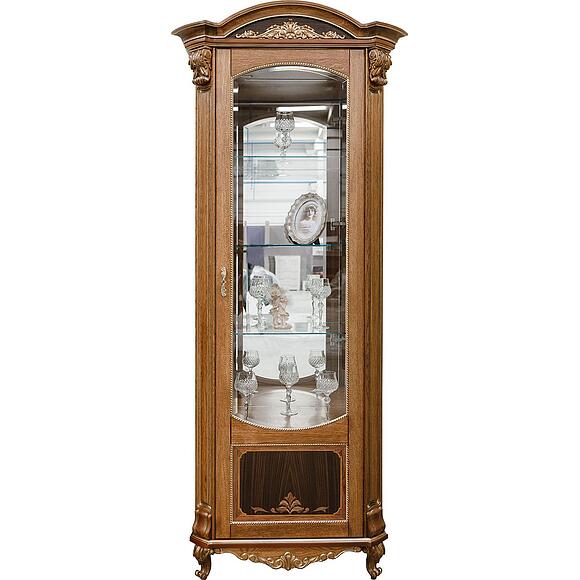 Шкаф-витрина «Альба» П4.485.0.08 (П485.08), Материал: массив дуба, Цвет: Палисандр с золочением