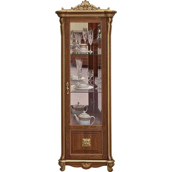 Шкаф-витрина «Алези Люкс» П1.349.0.08 (П350.08л), Материал: массив дуба, Цвет: Античная бронза с золочением (P350_08lv2.jpg) Шкаф-витрина «Алези Люкс» П1.349.0.08 (П350.08л), Материал: массив дуба, Цвет: Античная бронза с золочением