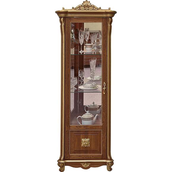 Шкаф-витрина «Алези Люкс» П1.349.0.08-01 (П350.08-01л), Материал: массив дуба, Цвет: Античная бронза с золочением