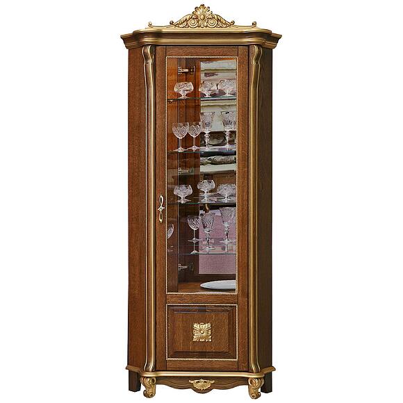 Шкаф угловой «Алези Люкс» П1.349.0.13 (П350.13л), Цвет: Античная бронза с золочением