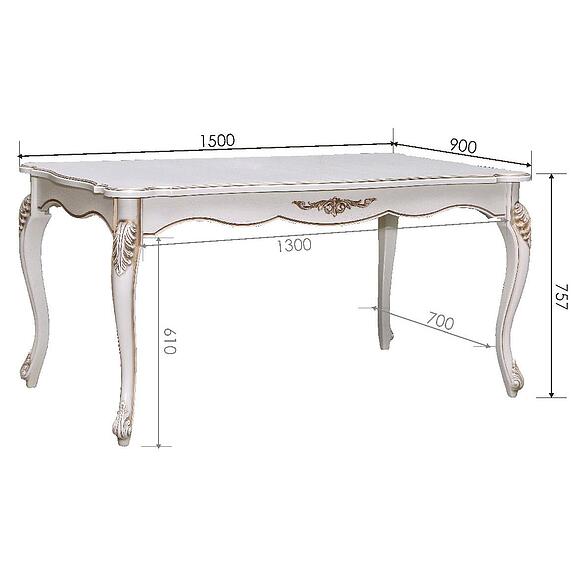 Стол обеденный «Алези» П1.350.4.07 (П353.07), Материал: массив дуба, Цвет: Слоновая кость с золочением