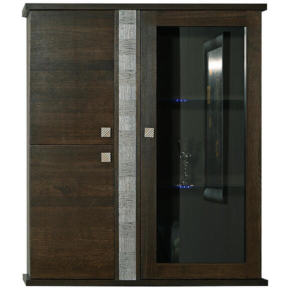 Шкаф комбинированный навесной «Тунис» П6.343.0.28 (П343.28Ш), Материал: ДСП+шпон, Цвет: Венге с серебром (Venge_s_serebrom_Shkaf_navesnoj_Tunis_P343-28SH_.jpg) Шкаф комбинированный навесной «Тунис» П6.343.0.28 (П343.28Ш), Материал: ДСП+шпон, Цвет: Венге с серебром