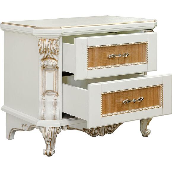 Тумба прикроватная «Альба» П4.485.1.03 (П524.03с), Цвет: Слоновая кость с золочением