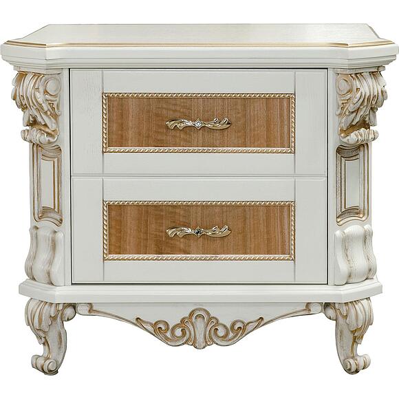 Тумба прикроватная «Альба» П4.485.1.03 (П524.03с), Цвет: Слоновая кость с золочением