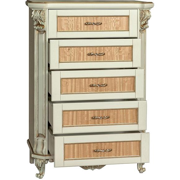 Комод «Альба» П4.485.1.04 (П524.04с), Цвет: Слоновая кость с золочением