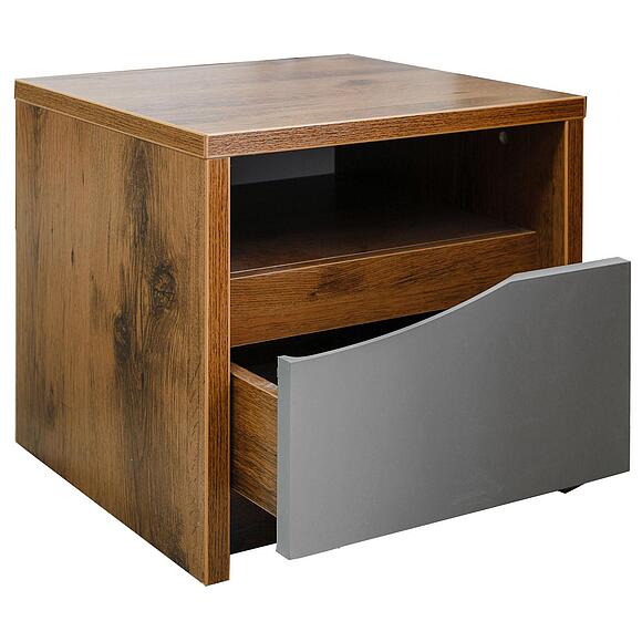 Тумба прикроватная «Монако» П6.528.1.04 (П528.04-1), Цвет: Дуб Саттер+Серый Мокко