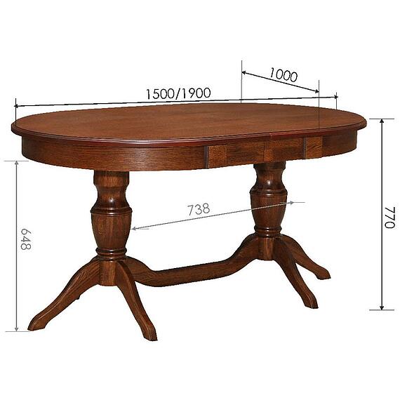 Стол обеденный «Верди» П4.487.4.13 (П106.06-01), Материал: массив дуба, Цвет: Черешня