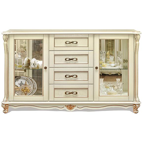 Тумба «Алези» П1.350.0.01 (П350.01), Материал: массив дуба, Цвет: Слоновая кость с золочением (Tumba_3z_P350-1.jpg) Тумба «Алези» П1.350.0.01 (П350.01), Материал: массив дуба, Цвет: Слоновая кость с золочением