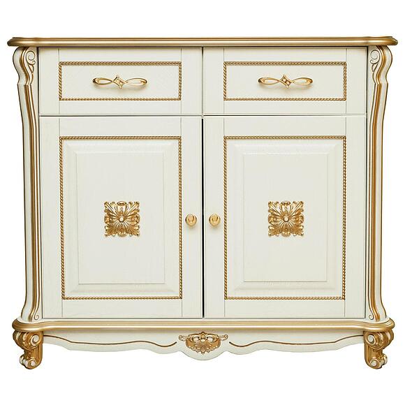 Тумба «Алези Люкс» П1.349.0.18 (П350.18л), Материал: массив дуба, Цвет: Слоновая кость с золочением