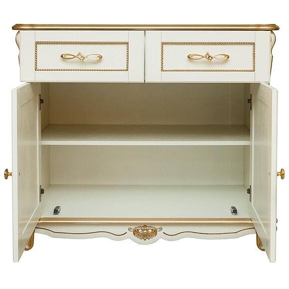 Тумба «Алези Люкс» П1.349.0.18 (П350.18л), Материал: массив дуба, Цвет: Слоновая кость с золочением