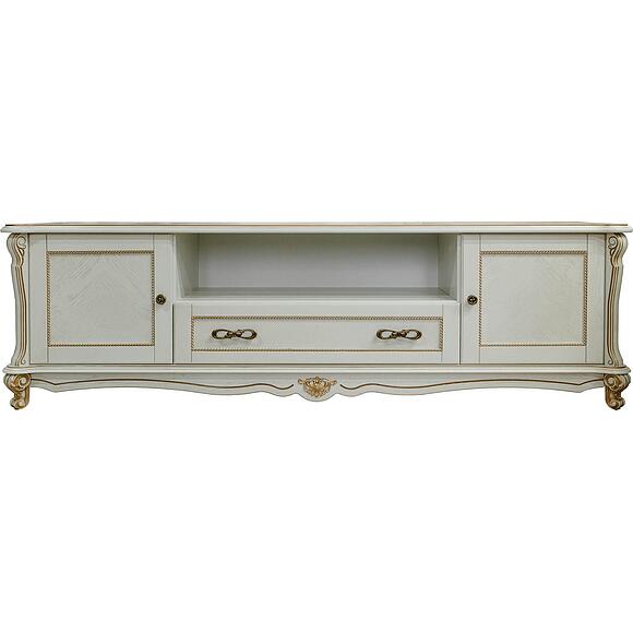 Тумба ТВ «Алези» П1.350.0.27 (П350.27), Материал: массив дуба, Цвет: Слоновая кость с золочением