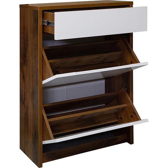 Тумба для обуви «Монако» П6.528.3.08 (П542.08), Цвет: Дуб Саттер+Белый глянец