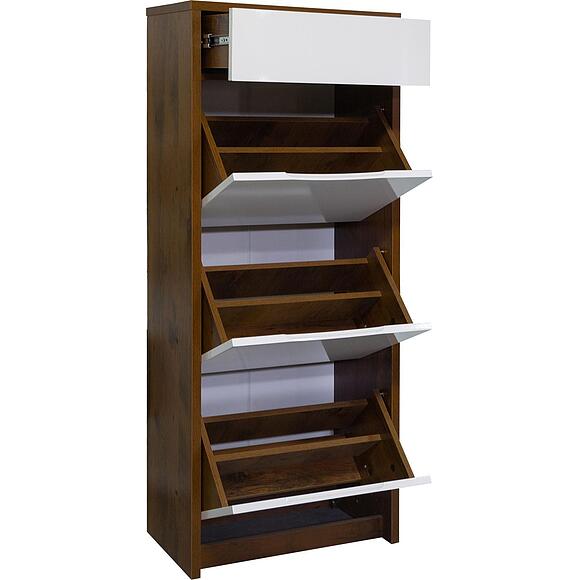 Тумба для обуви «Монако» П6.528.3.09 (П542.09), Цвет: Дуб Саттер+Белый глянец