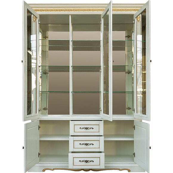 Шкаф комбинированный «Милана 3С» П4.265.2.14(396.14), Материал: массив дуба, Цвет: Слоновая кость с золочением