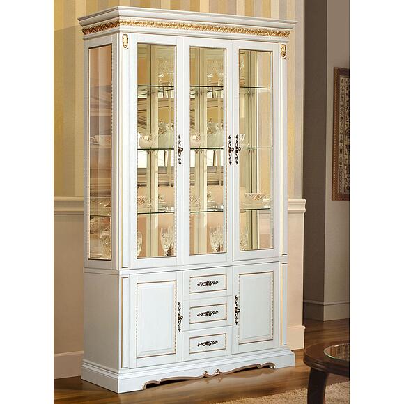 Шкаф комбинированный «Милана 3С» П4.265.2.14(396.14), Материал: массив дуба, Цвет: Слоновая кость с золочением