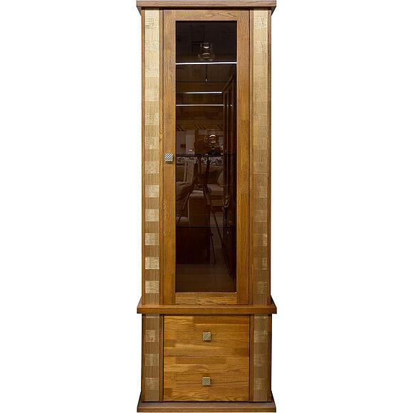 Шкаф с витриной «Тунис» П6.343.0.19 (П343.19-1Ш), Материал: массив дуба, Цвет: дуб рустикаль с золочением (34319-1-1.jpg) Шкаф с витриной «Тунис» П6.343.0.19 (П343.19-1Ш), Материал: массив дуба, Цвет: дуб рустикаль с золочением