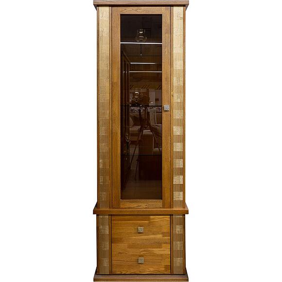 Шкаф с витриной «Тунис» П6.343.0.19-01 (П343.19Ш), Материал: массив дуба, Цвет: дуб рустикаль с золочением (34319-1.jpg) Шкаф с витриной «Тунис» П6.343.0.19-01 (П343.19Ш), Материал: массив дуба, Цвет: дуб рустикаль с золочением